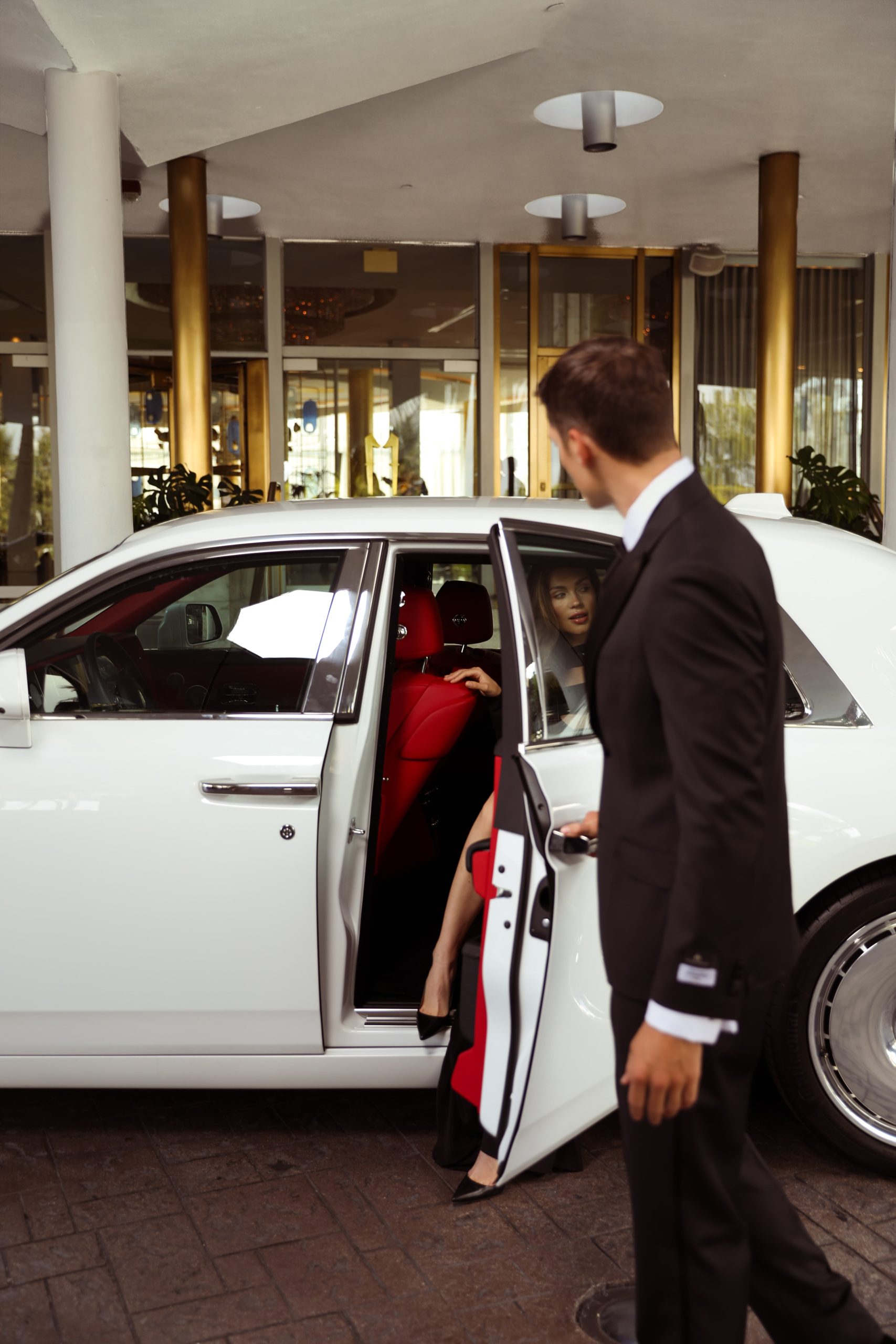 Woman Stepping out the Car at Fontainebleau's Arrivals Drive -Valentine's Day at Fontainebleau