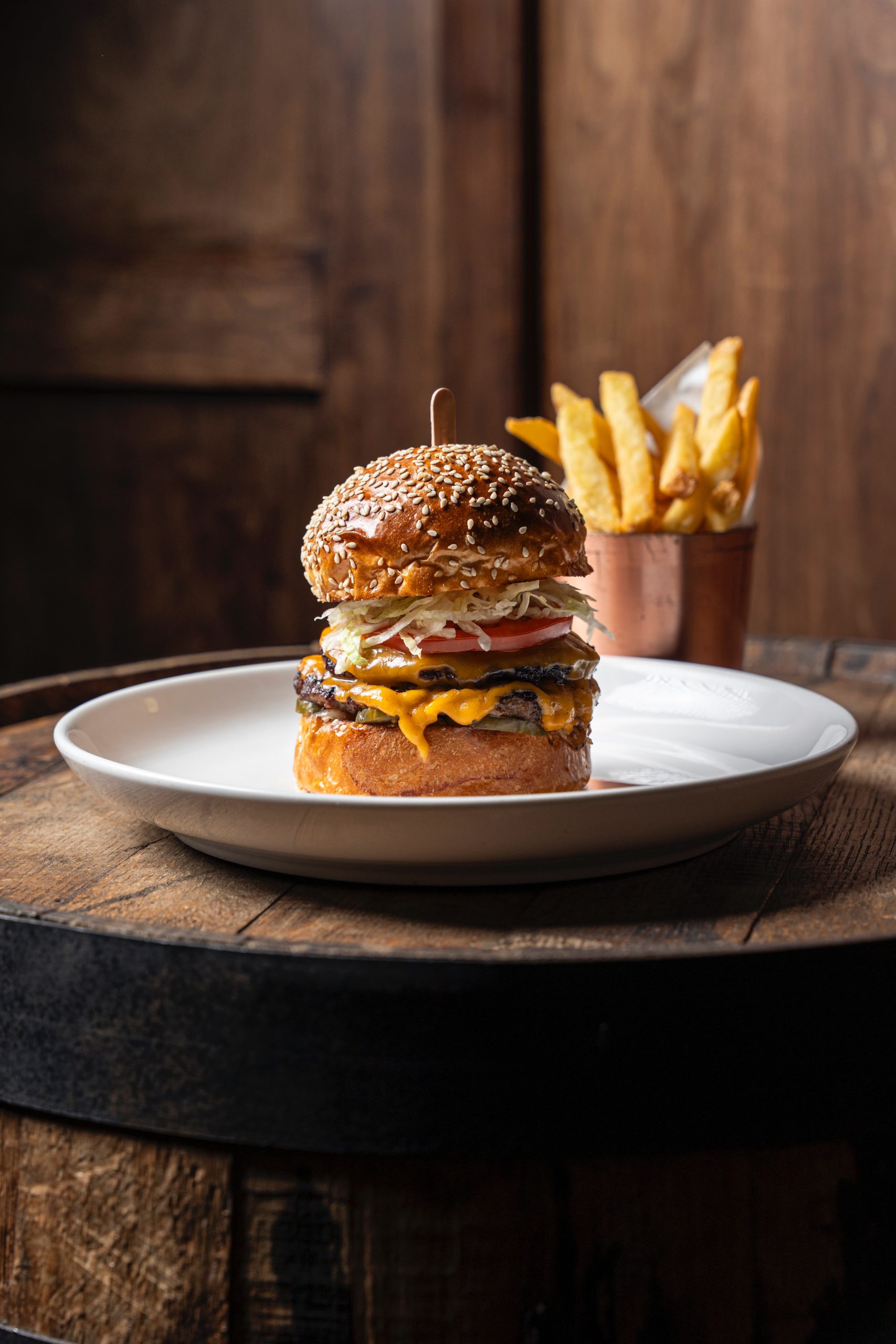 Cheeseburger at Fries on a Plate