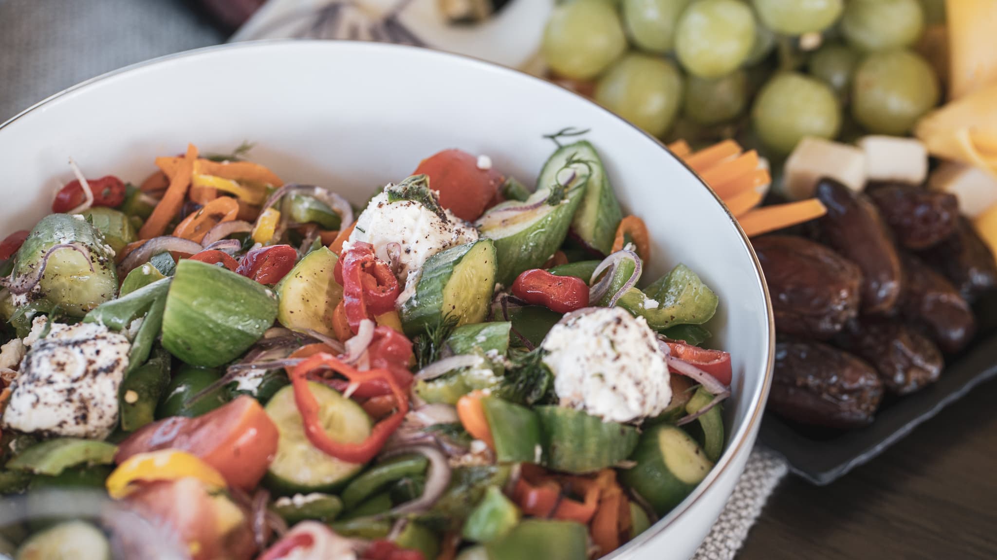 Catering food items including salads & olives